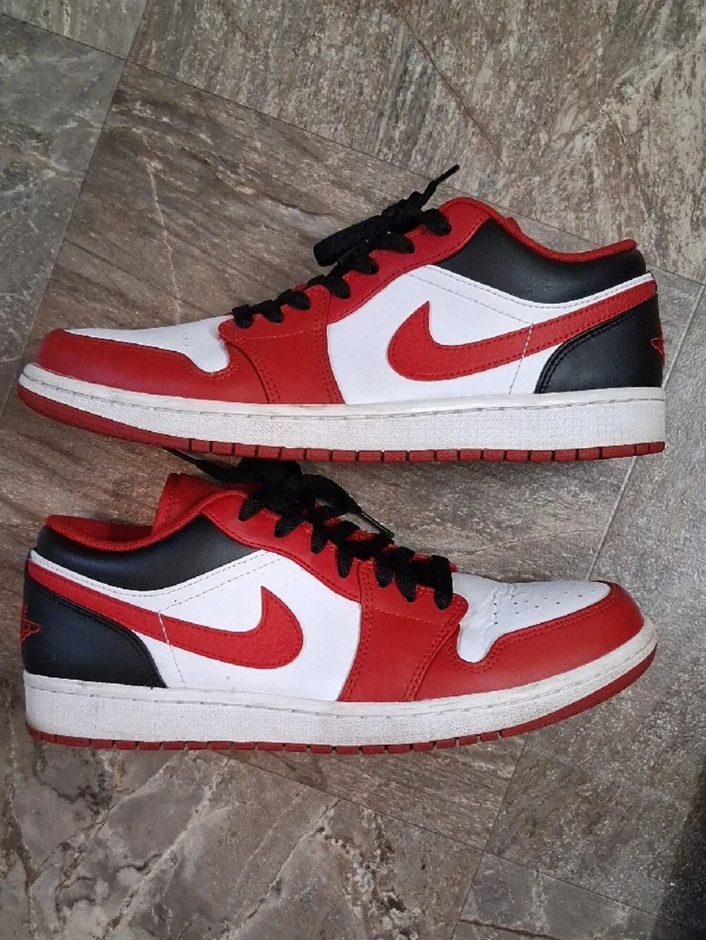 Jordan White and Gym Red Low Sneakers
